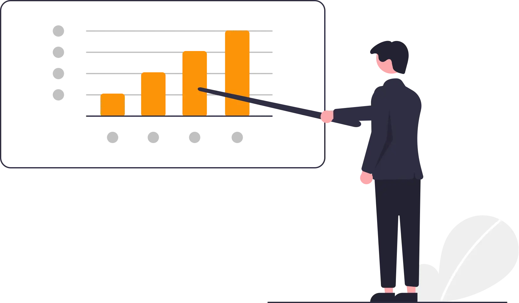 una persona mostrando un grafico de crecimiento